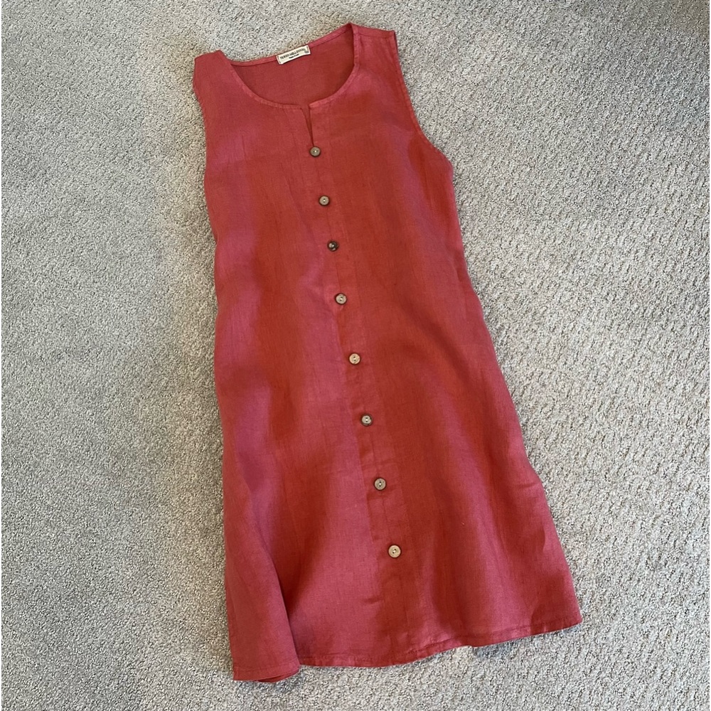 Coral linen dress
